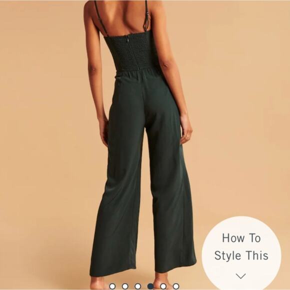 SOLD Abercrombie & Fitch Twist-Front Cutout Jumpsuit Small Tall Dark Green - Picture 6 of 14